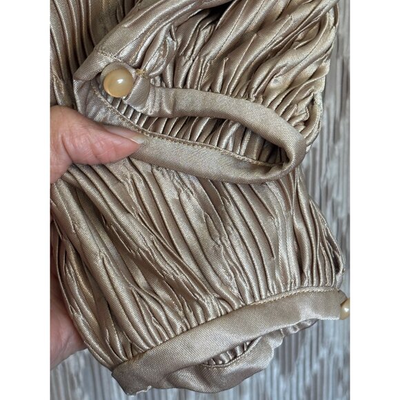 Vintage Hal Ferman Midi Dress Size 14 Gold Chevron Metallic Pattern USA Elegant - Picture 10 of 10